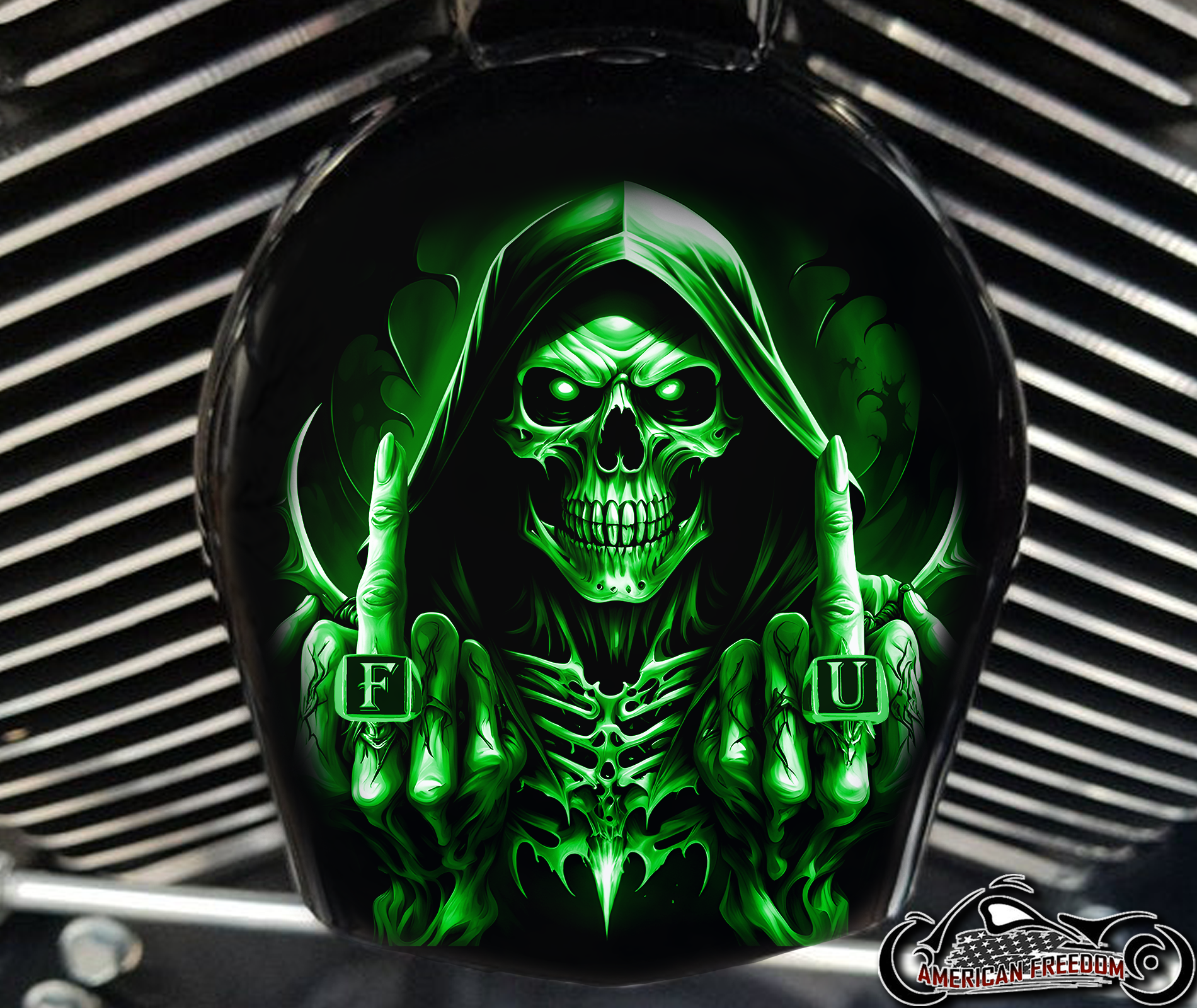 Custom Horn Cover - FU Reaper Green